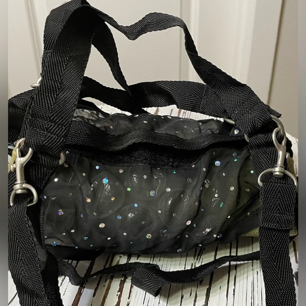 Black Sequin Puppy Purse and Harness. Large